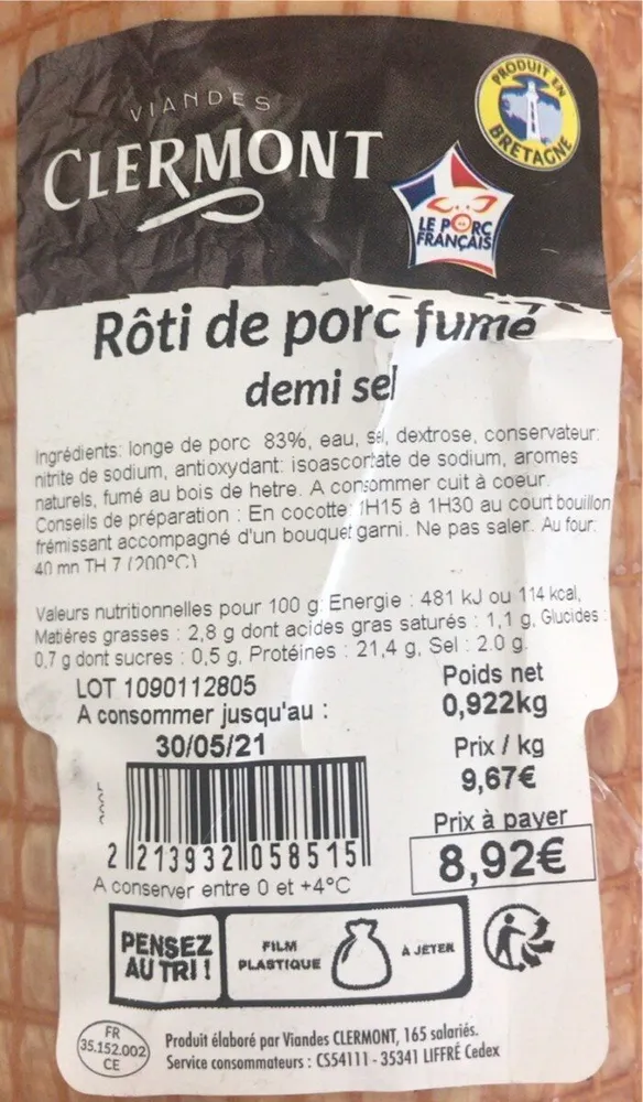Rôti de porc fumé