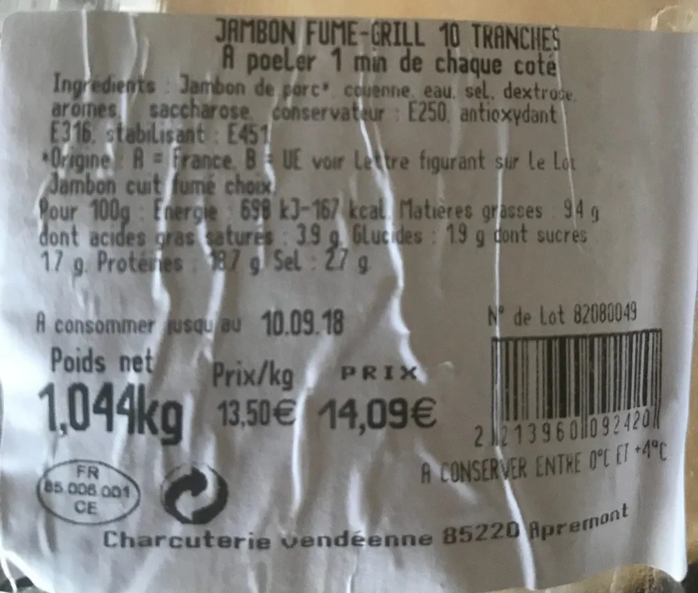 Jambon Fume-Grill 10 Tranches
