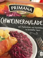 Schweineroulade mit Apfelrotkohl und Kartoffelwürfeln in herzhafter Sauce
