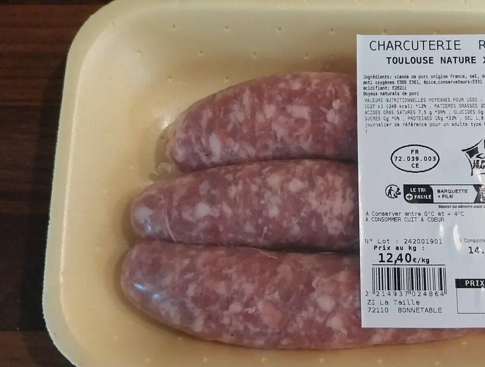 Saucisses de Toulouse nature
