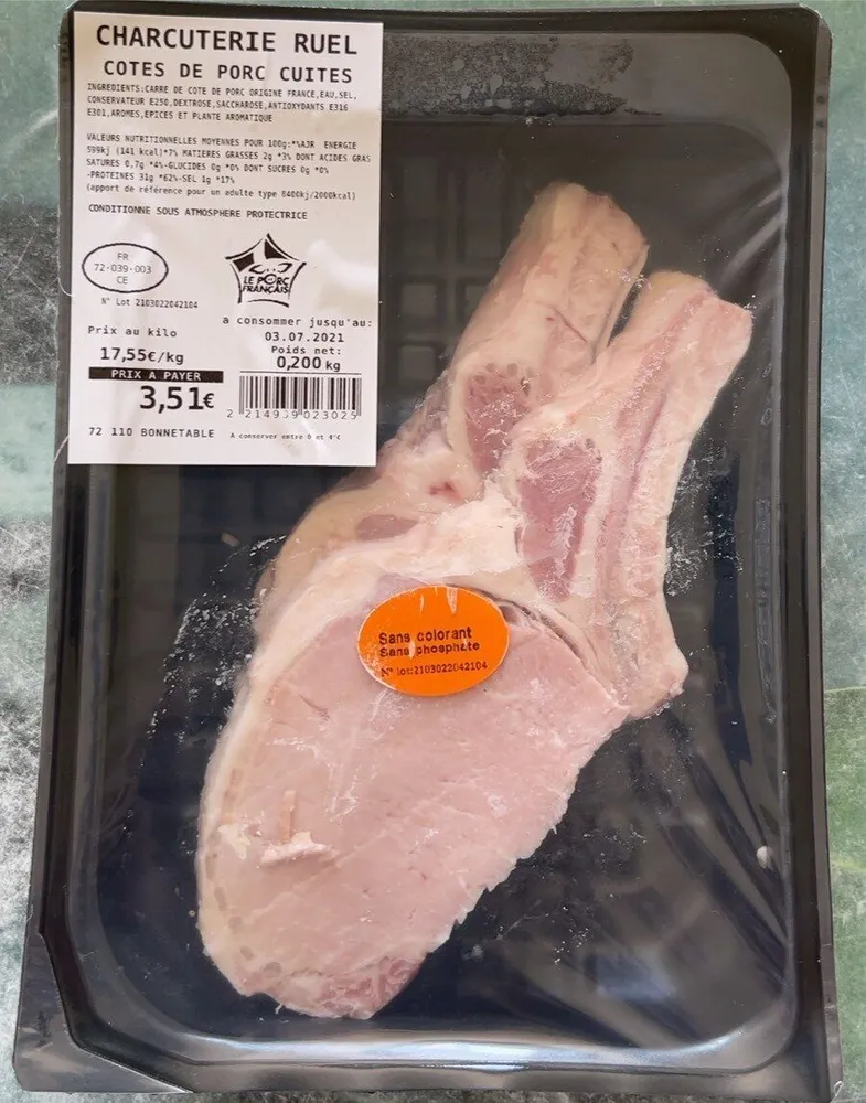 Côtes de porc cuites