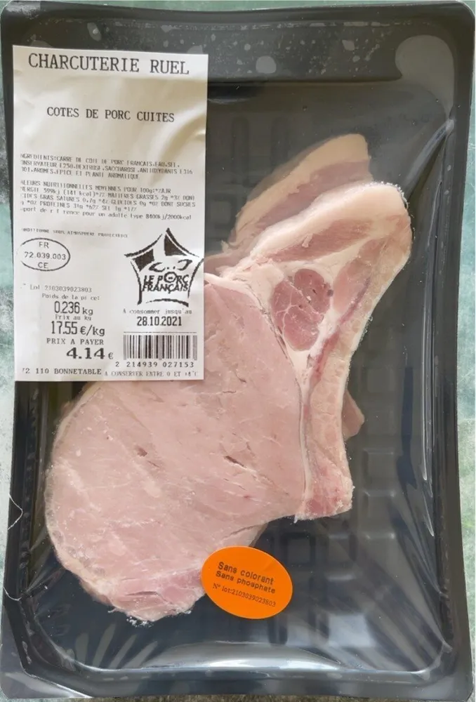 Côtes de porc cuites 0,236kg