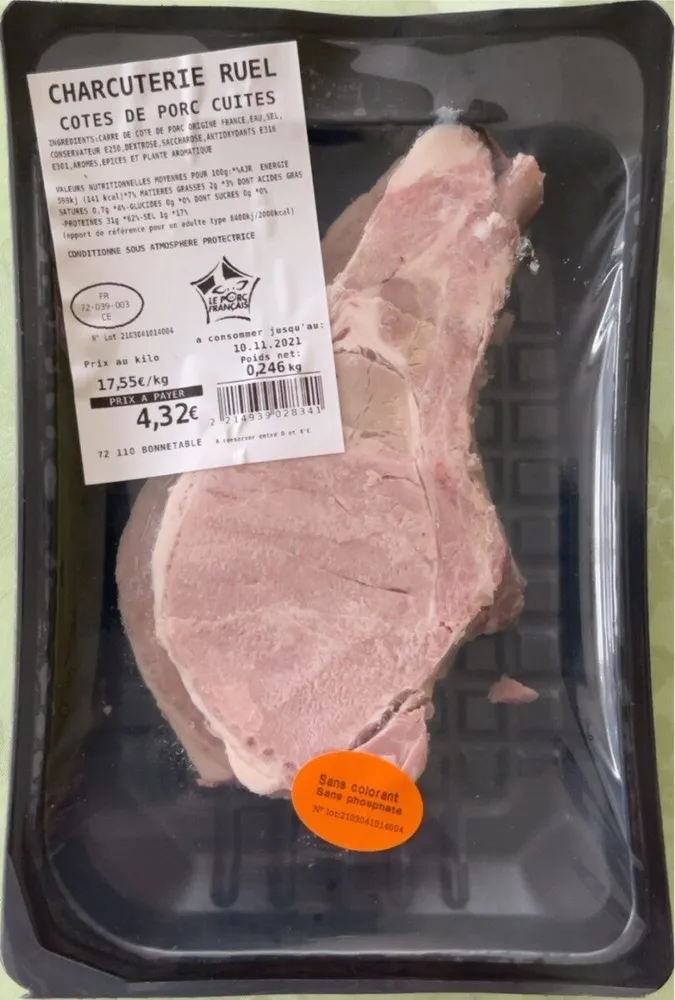 Côtes de porc cuites