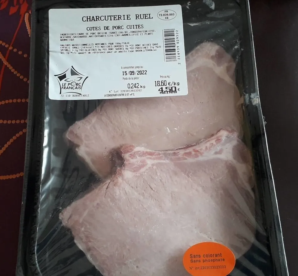 Côtés de porc cuites