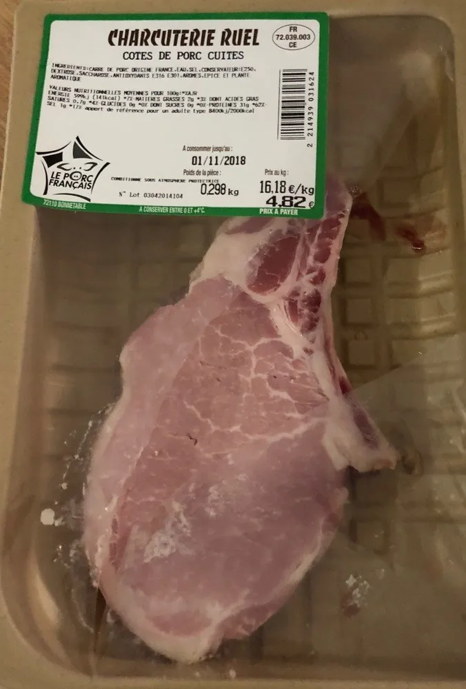 Cotes de porc cuites