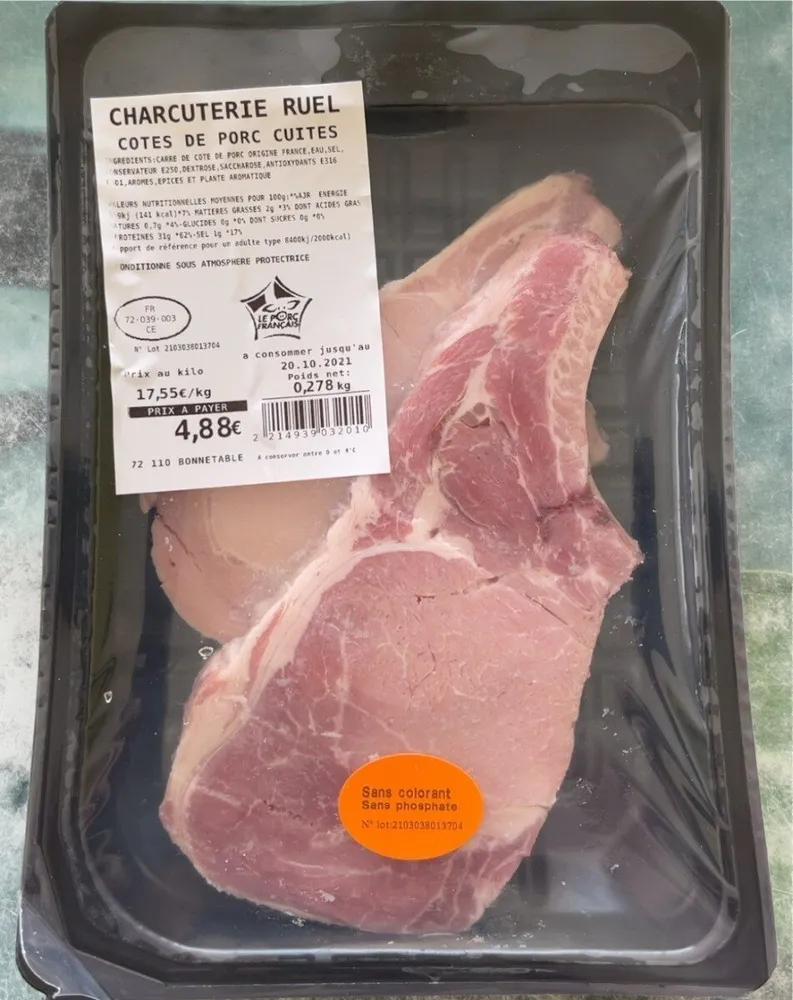 Côtes de porc cuites 0,278kg