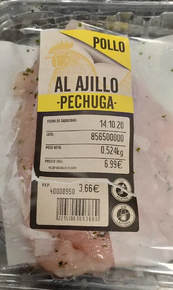 Pechuga de pollo al ajillo