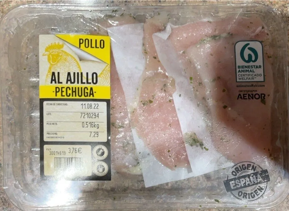 Pechuga pollo al ajillo