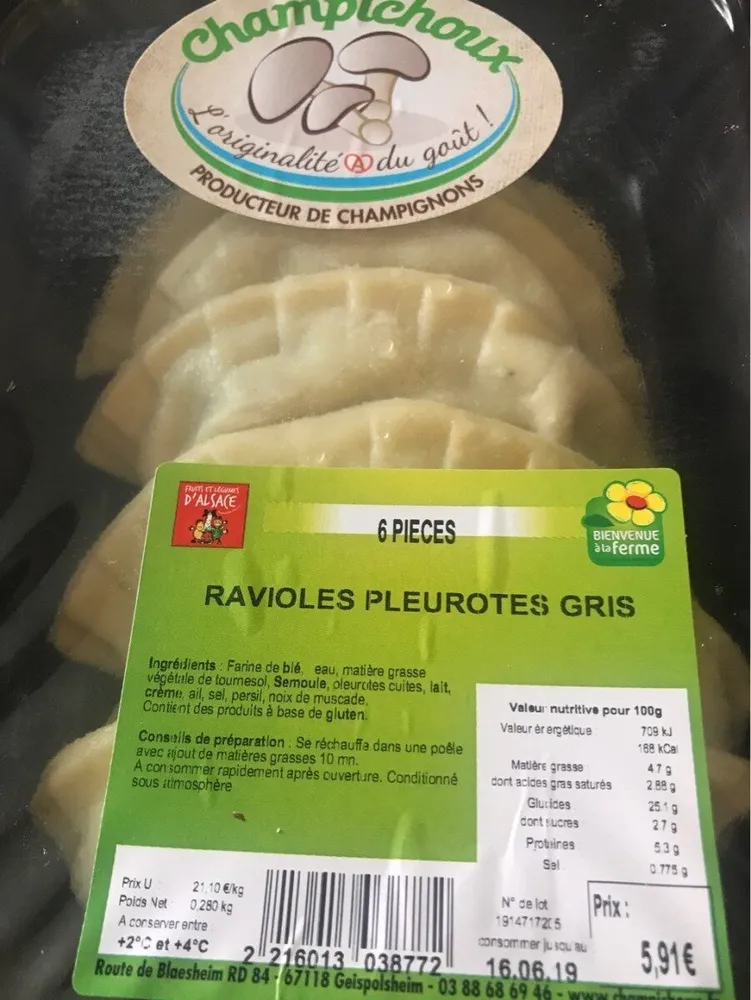 Ravioles pleurotes gris