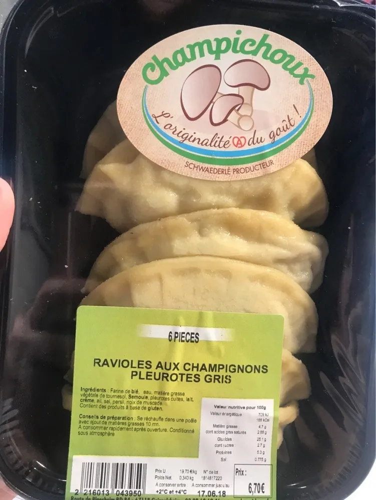 Ravioles aux champignons pleurotes gris