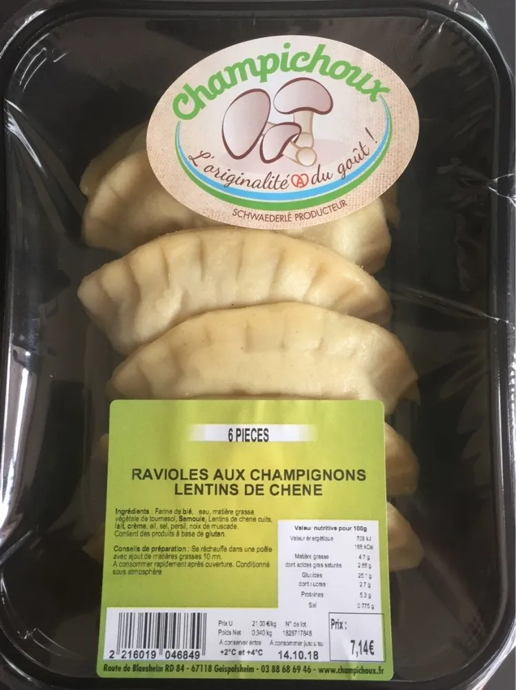 Ravioles aux champignons lentins de chêne