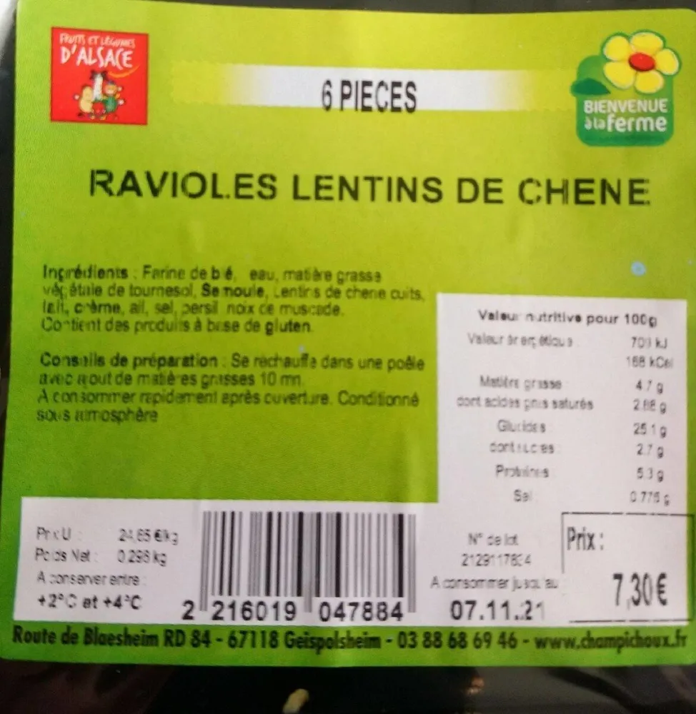 Ravioles Lentins De Chêne