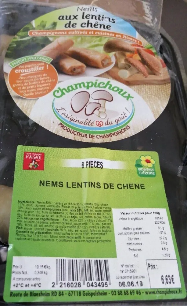 Nems aux lentins de chêne