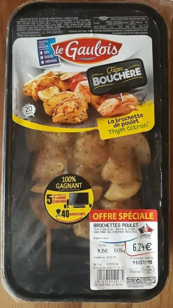 La brochette de poulet Thym Citron