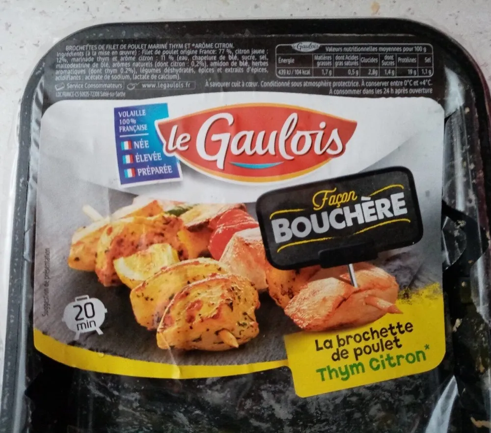 Brochettes de poulet thym citron