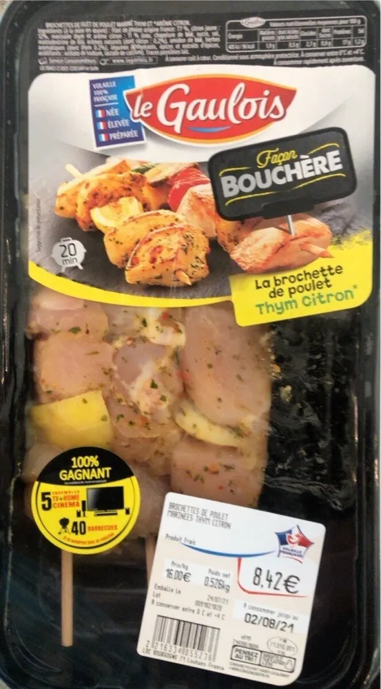 Brochette de poulet au citron