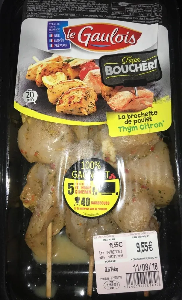 La brochette de poulet thym citron