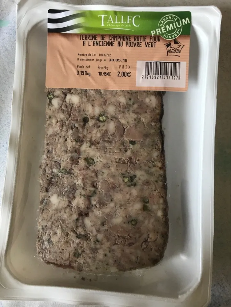 Terrine de campagne rotie four à l'ancienne au poivre vert