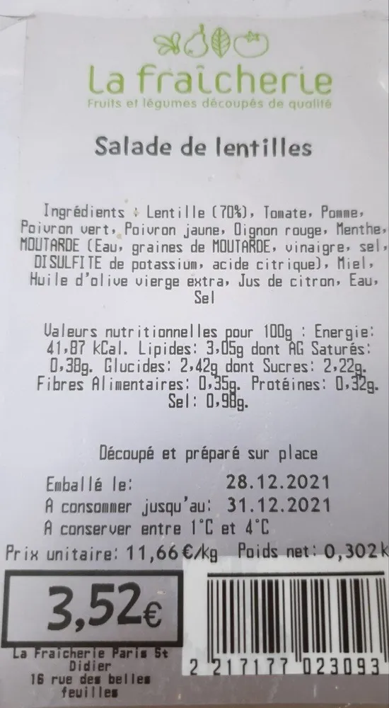 Salade de lentilles