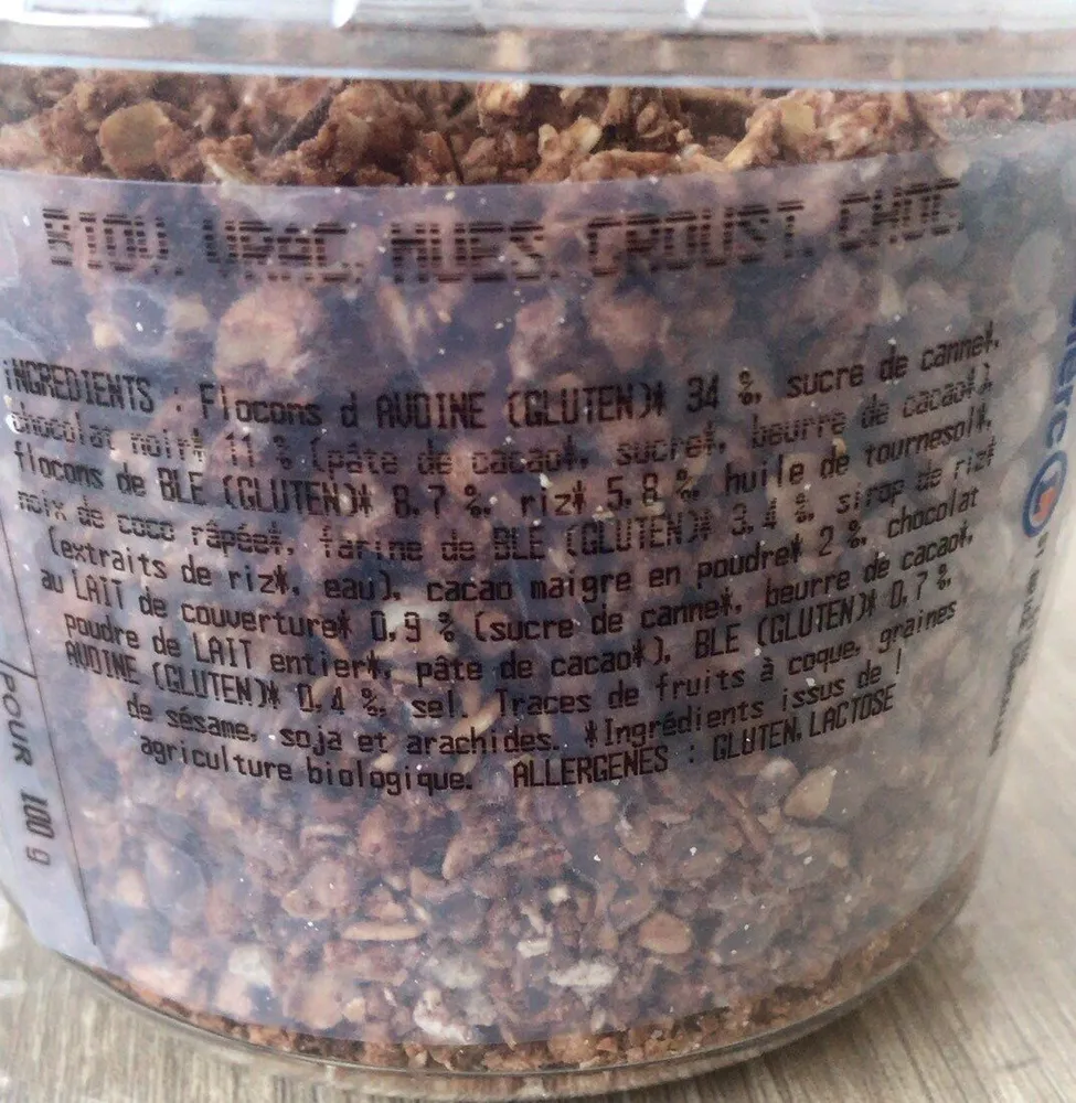 Bio vrac muesli croustillant chocolat