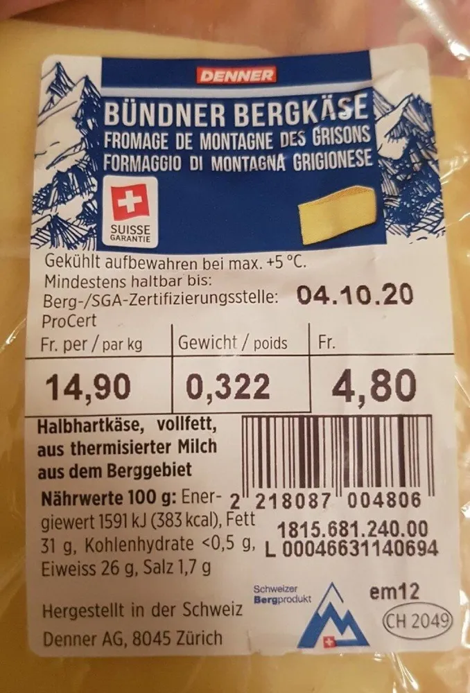 Fromage de montagne des grisons