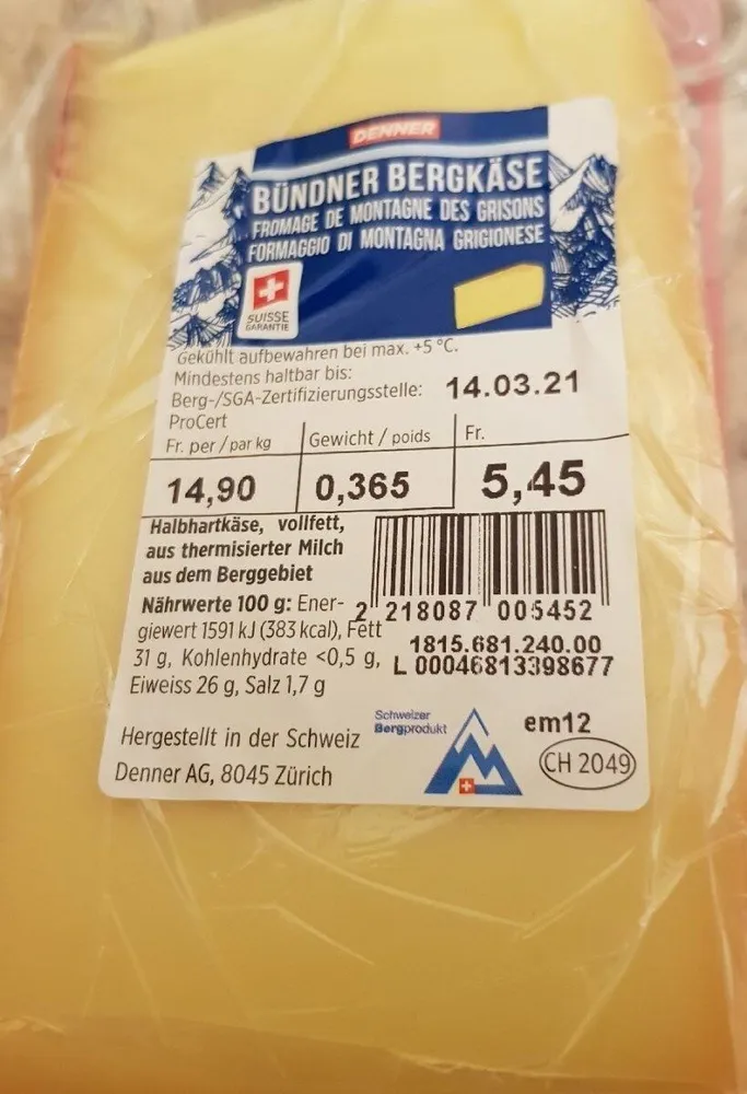 Fromage de montagne des Grisons