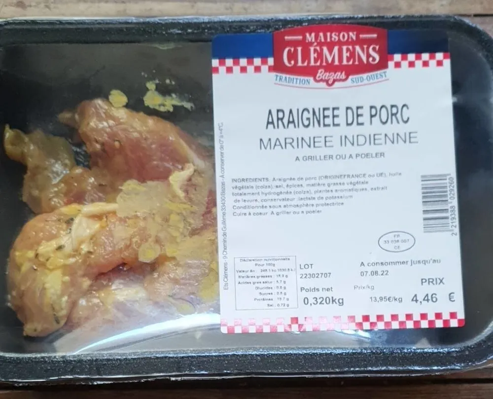 Araignée de porc marinée indienne
