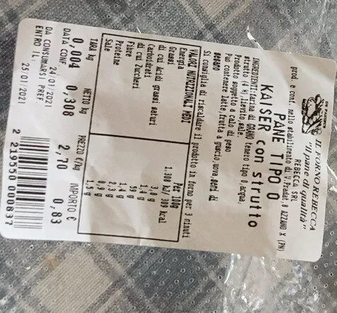 Pane tipo 0 Kaiser com strutto