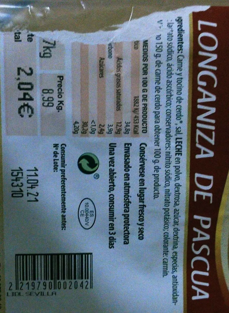 Longaniza de pascua