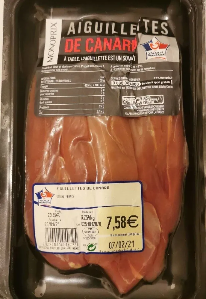 Aiguillettes de canard