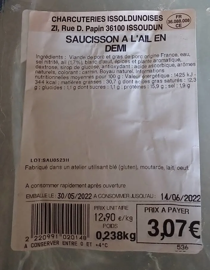 Saucisson à l'ail