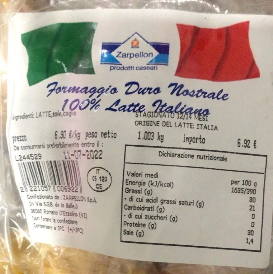 Formaggio duro nostrale