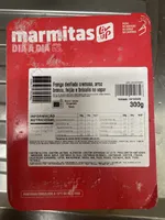 Frango desfiado cremoso, arroz, feijão e brocolis ao vapor