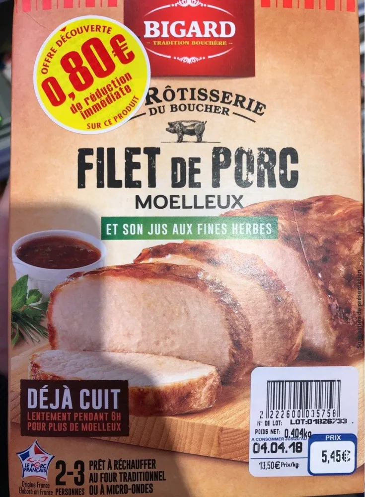 Filet de porc moelleux et son jus aux fines herbes