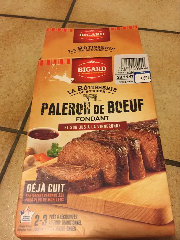 Paleron de boeuf fondant et son jus a la vigneronne