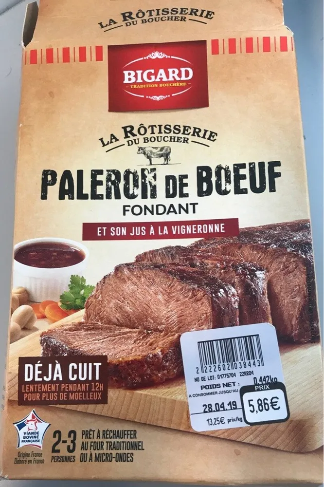 Paleron de boeuf fondant et son jus à la vigneronne
