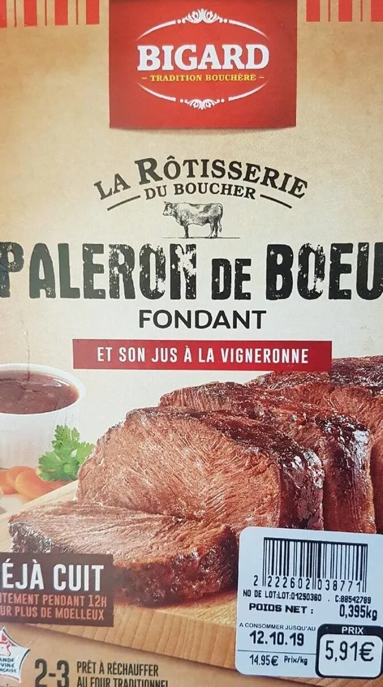 Paleron de bœuf fondant et son jus à la vigneronne
