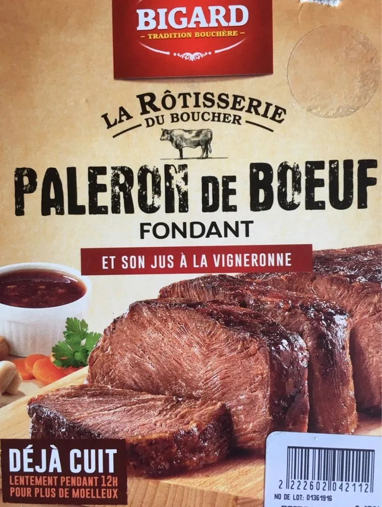Paleron de boeuf fondant et son jus à la vigneronne