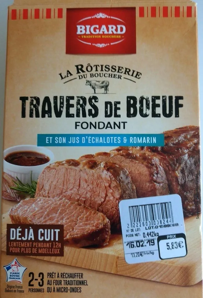 Travers de bœuf, jus échalotes romarin