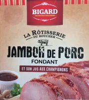 Jambon de porc fondant et son jus aux champignons