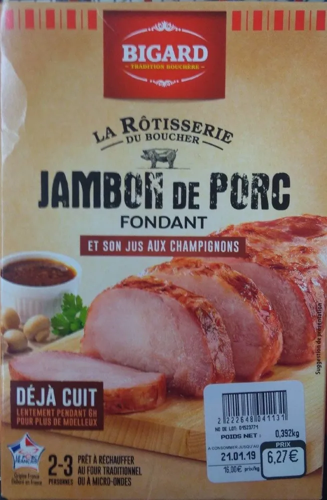 Jambon de porc fondant