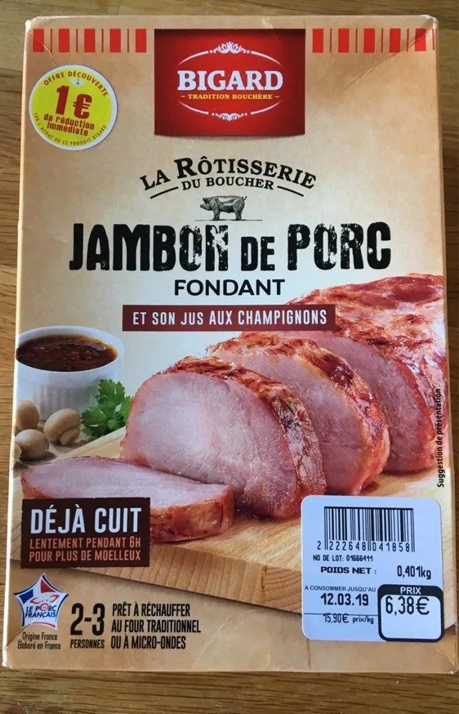 Jambon de porc fondant