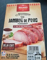 Jambon de porc fondant et son jus aux champignons