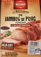 Jambon de porc fondant et son jus aux champignons