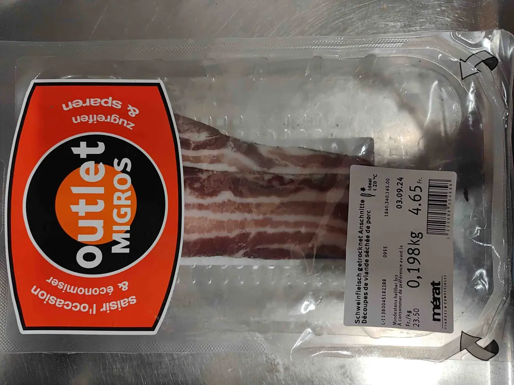 Schweinefleisch getrocknet Anschnitte