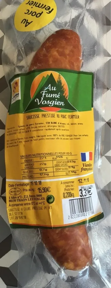 Saucisse prestige au porc fermier