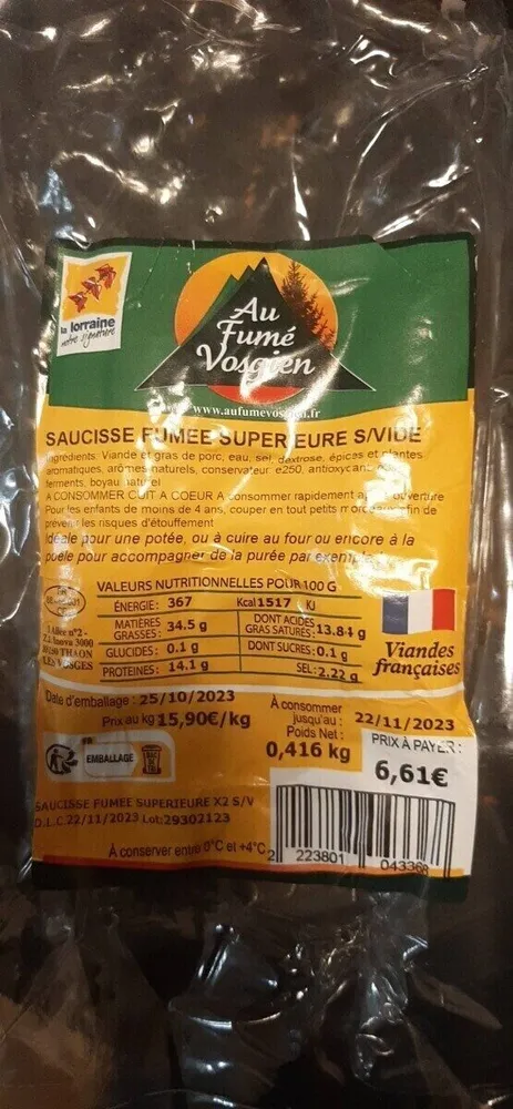 Saucisses fumées supérieures