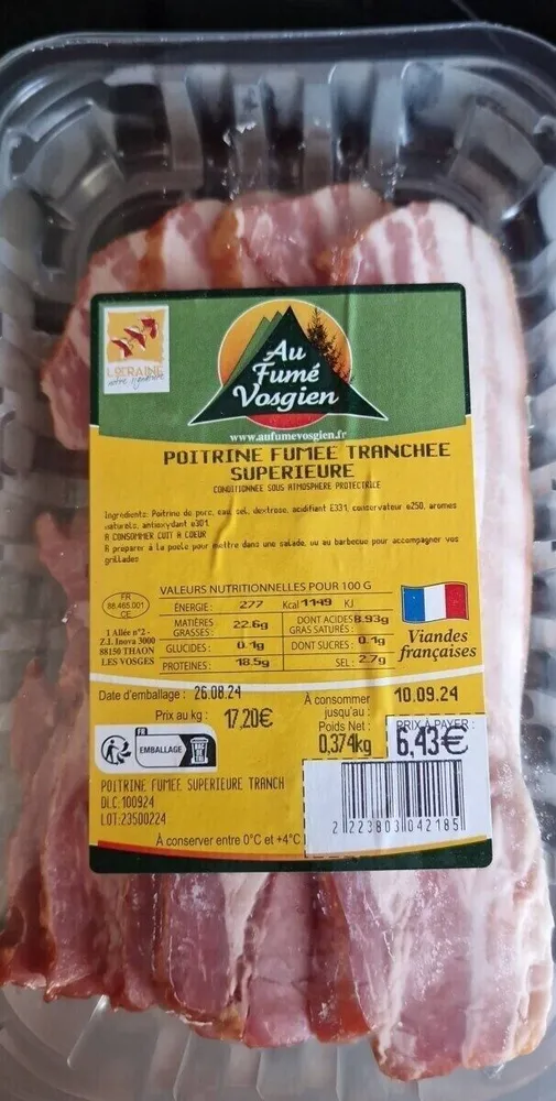 Poitrinaire fumée tranchée