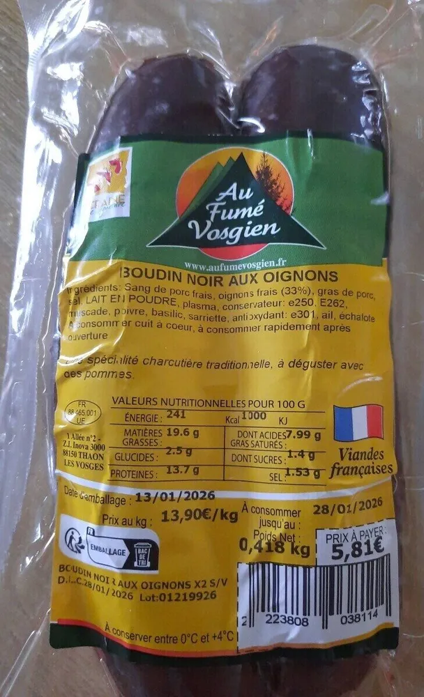 Boudin noir aux oignons