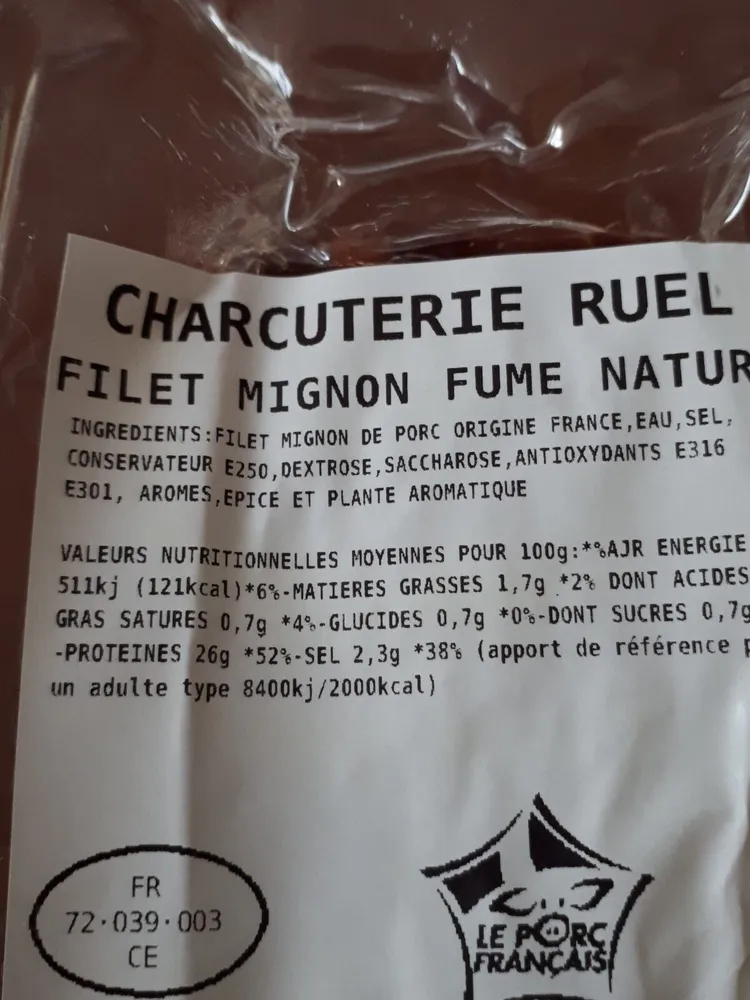 filet mignon fumé nature